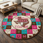 Texas Pride (Design 10) Round Mat Rug - washable non-slip printed rug