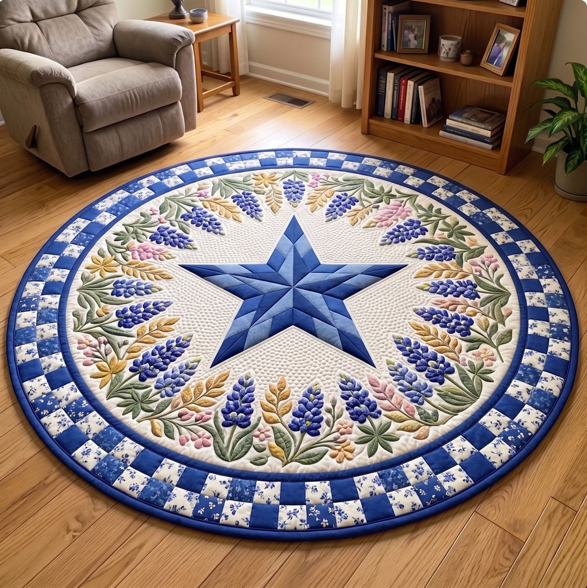 Texas Pride (Design 2) Round Mat Rug - washable non-slip printed rug