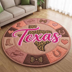 Texas Pride (Design 4) Round Mat Rug - washable non-slip printed rug