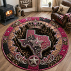 Texas Queen Glam Round Mat Rug - Nature Design | Serene Home Decor - washable non-slip printed rug