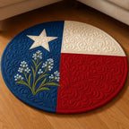 Texas Star Flower Round Mat Rug - washable non-slip printed rug