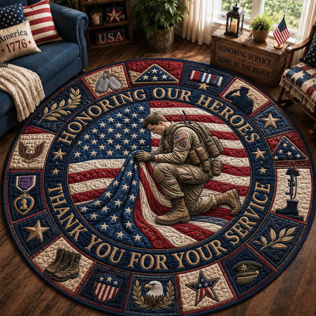Thank You For Your Service Round Mat Rug GFTOPND254