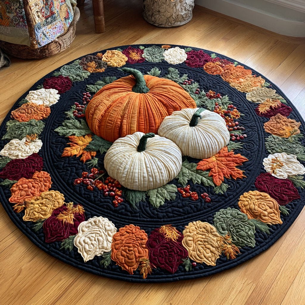 Thankful Hearts Round Mat Rug - washable non-slip printed rug