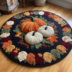 Thankful Hearts Round Mat Rug - washable non-slip printed rug