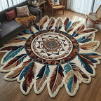 The Artisans Compass Custom Shape Area Rug - Nature Design | Die-Cut Non-Slip Rug - washable non-slip printed rug