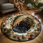 The Catch Zone Round Mat Rug - washable non-slip printed rug