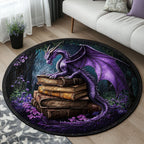 The Flaming Tome Round Mat Rug - washable non-slip printed rug