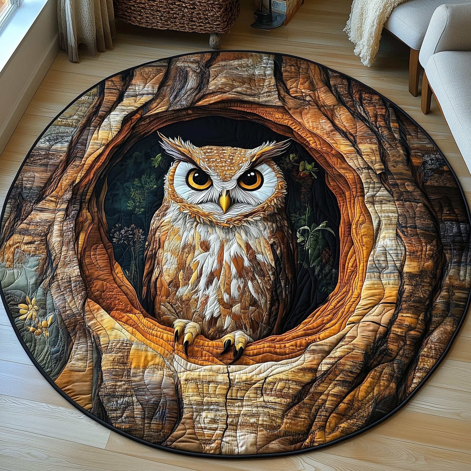 The Hollow Owl Round Mat Rug - Cute Pet Design | Animal Printed Home Decor