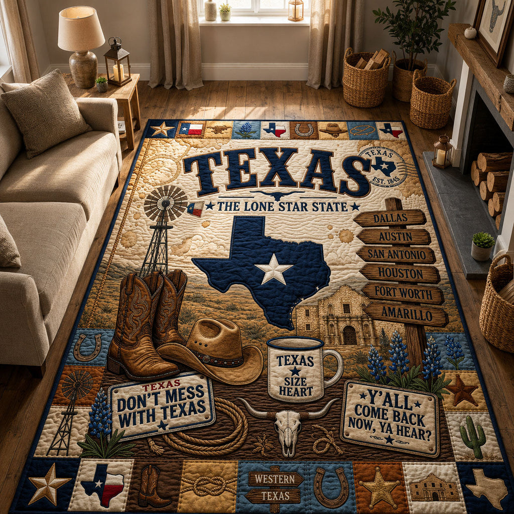 The Lone Star State area rug in a living room