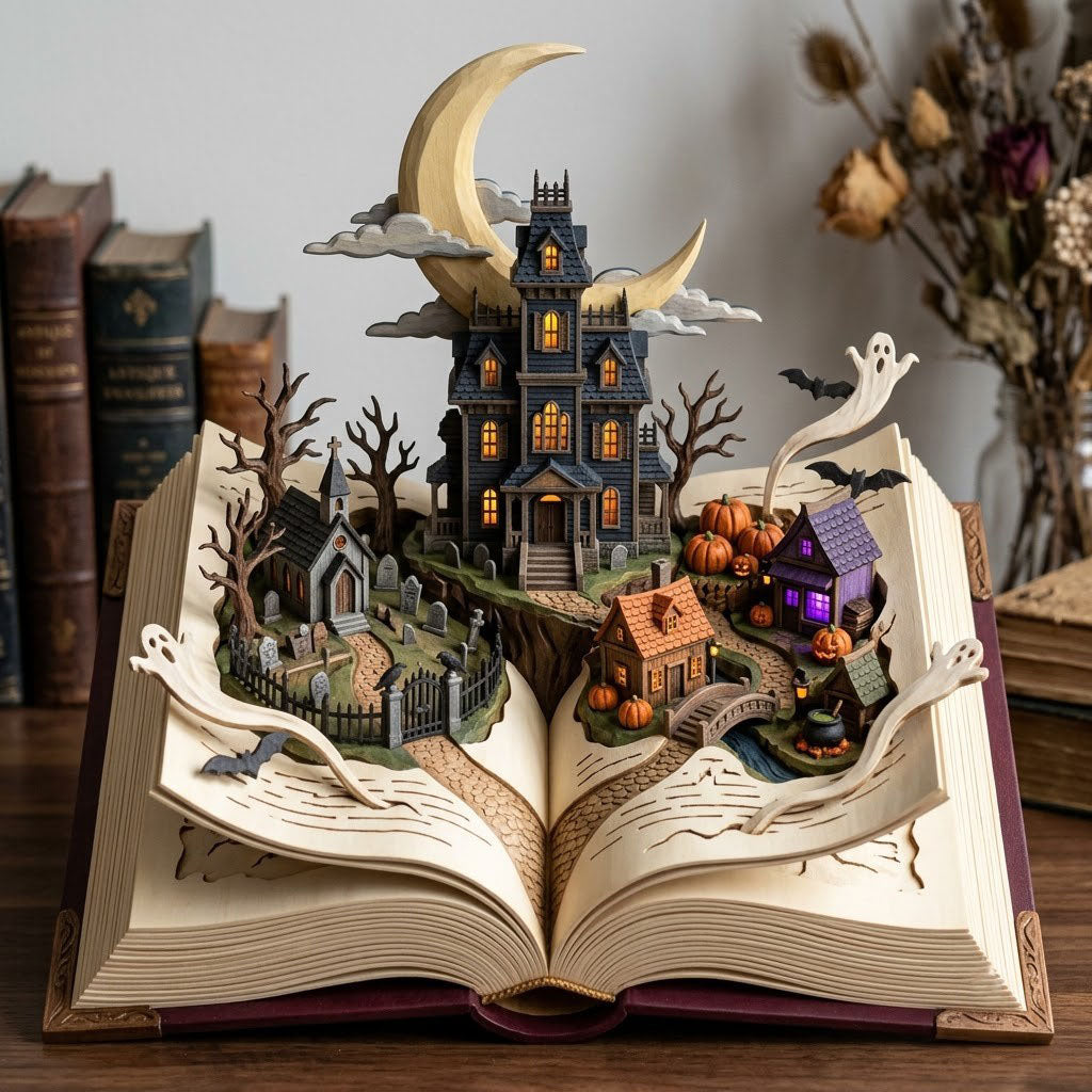 The Midnight Procession wooden block, laser-cut 3-layer wood