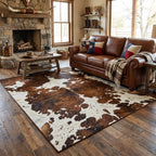 The Rustic Rodeo area rug in a living room