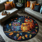 The Wise Guardians Round Mat Rug - washable non-slip printed rug