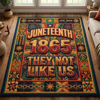 They Not Like Us area rug in a living room