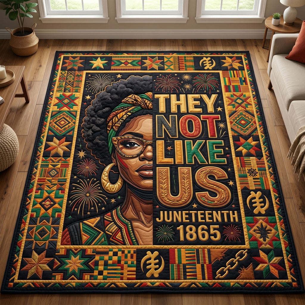 They Not Like Us area rug in a living room