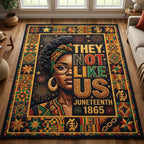 They Not Like Us area rug in a living room