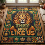 They Not Like Us area rug in a living room