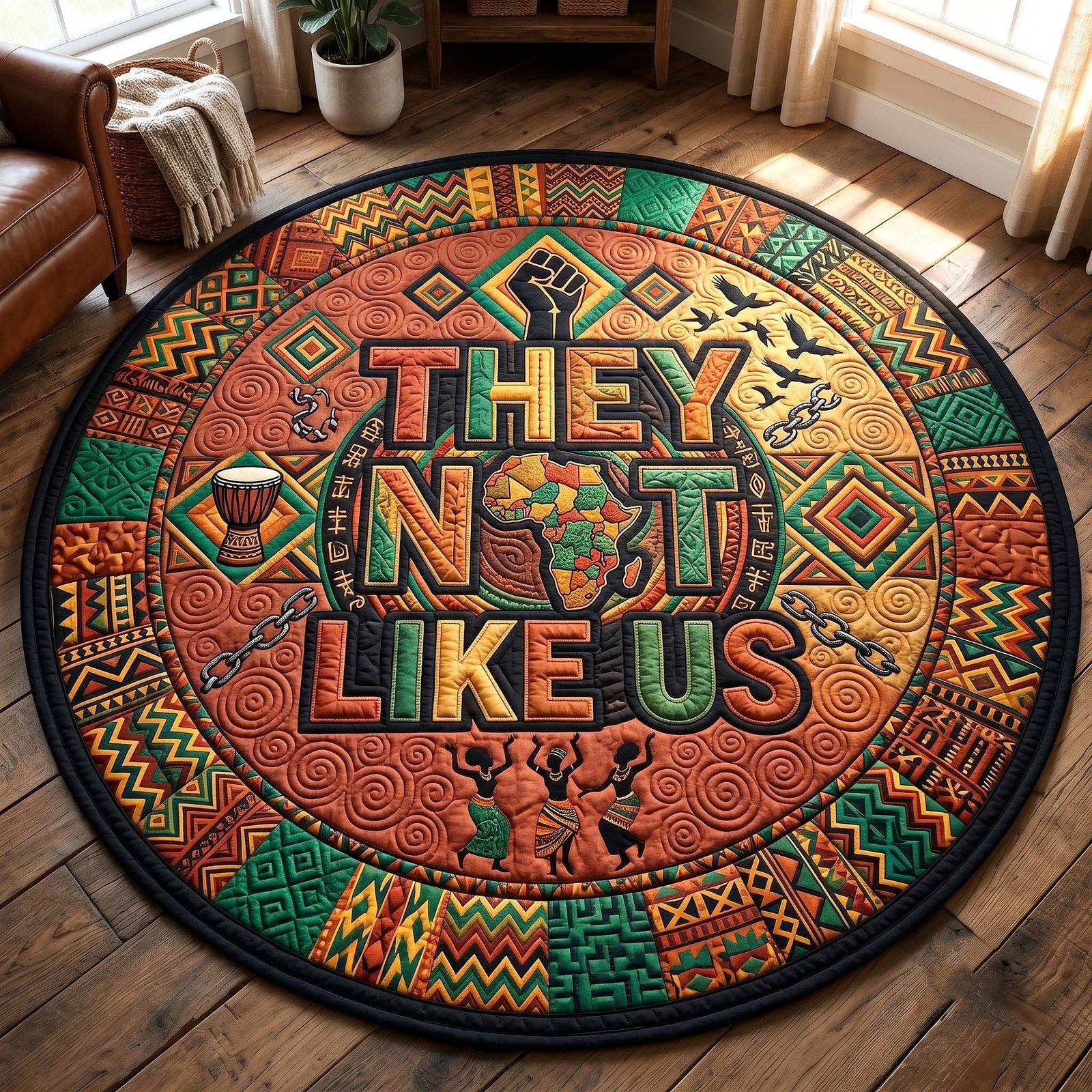 They Not Like Us Round Mat Rug - Nature Design | Serene Home Decor