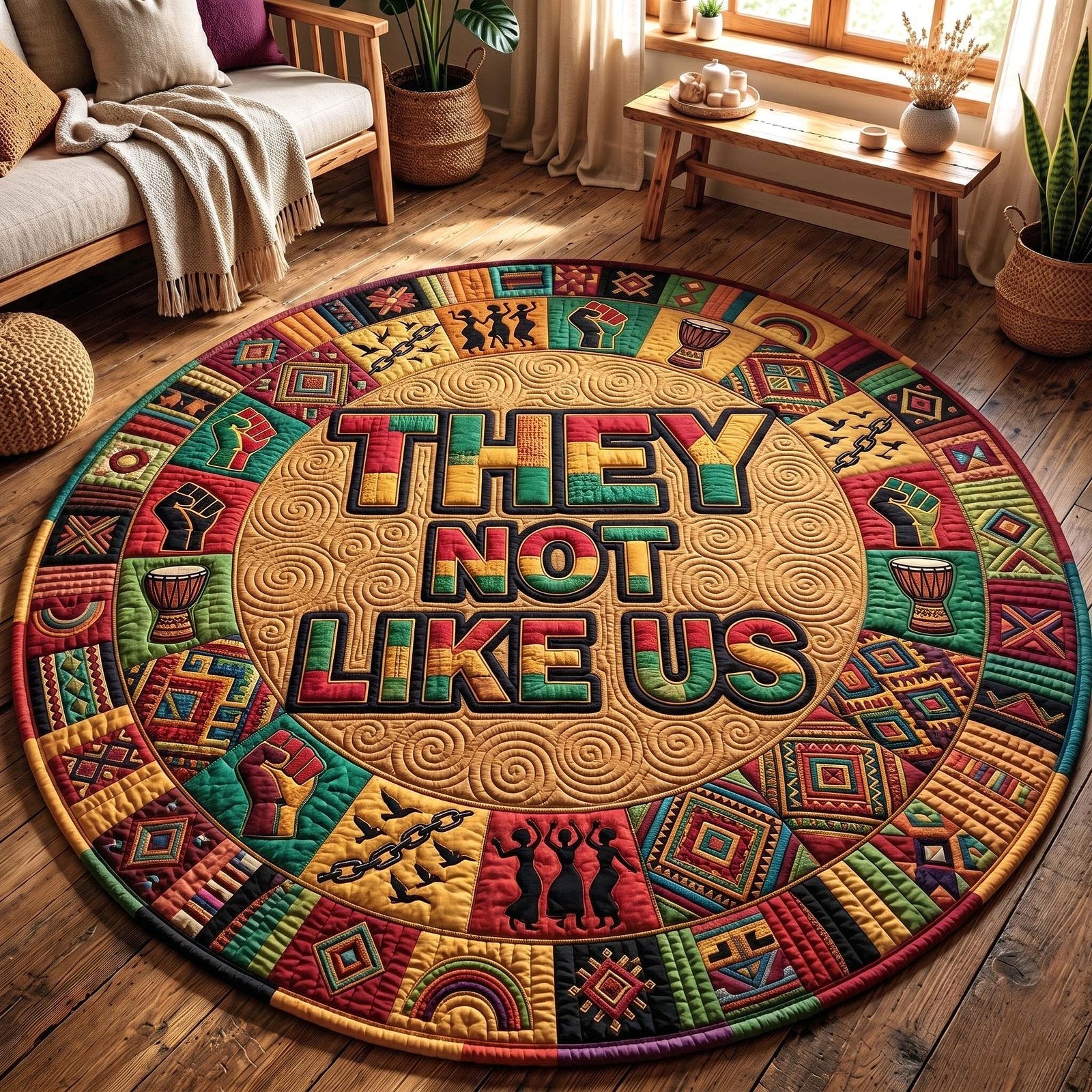 They Not Like Us Round Mat Rug - Nature Design | Serene Home Decor
