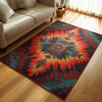 Thunderbird Blue area rug in a living room