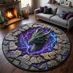 Thunderstone Dragon Round Mat Rug - Cute Animal Design | Charming Home Decor - washable non-slip printed rug