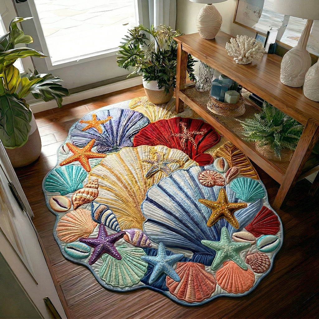 Tidal Whisper Conch Custom Shape Area Rug - Nature Design | Die-Cut Non-Slip Rug - washable non-slip printed rug