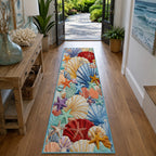 Tidal Whisper Conch Runner Rug - Nature Design | Serene Runner Rug - washable non-slip printed rug
