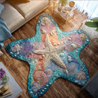 Tidepool Beauty Custom Shape Area Rug - Nature Design | Die-Cut Non-Slip Rug - washable non-slip printed rug