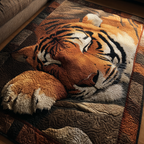 Tiger Rest area rug in a living room