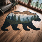 Timber Bear Custom Shape Area Rug - Cute Animal Design | Die-Cut Non-Slip Rug - washable non-slip printed rug