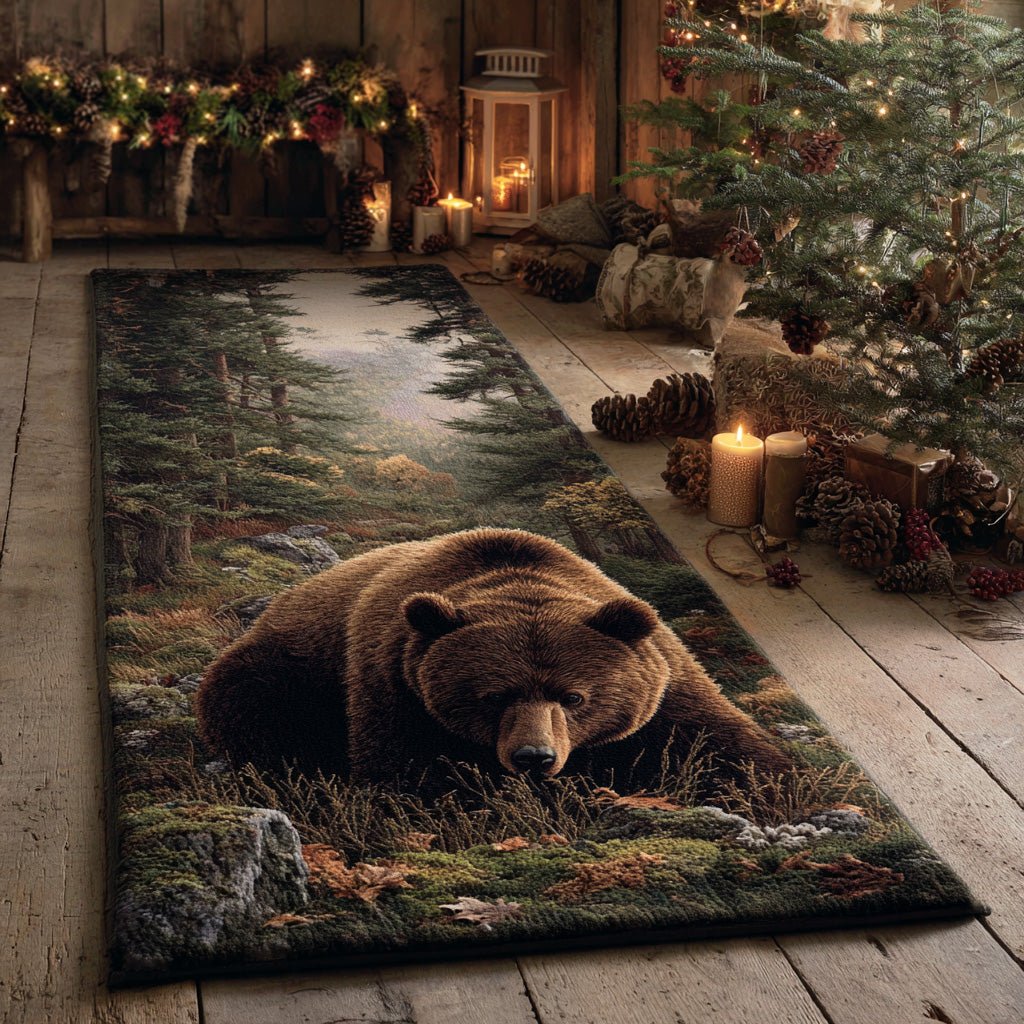 Timber Bear Runner Carpet Runner Rug - Cute Pet Design | Animal Printed Runner Rug