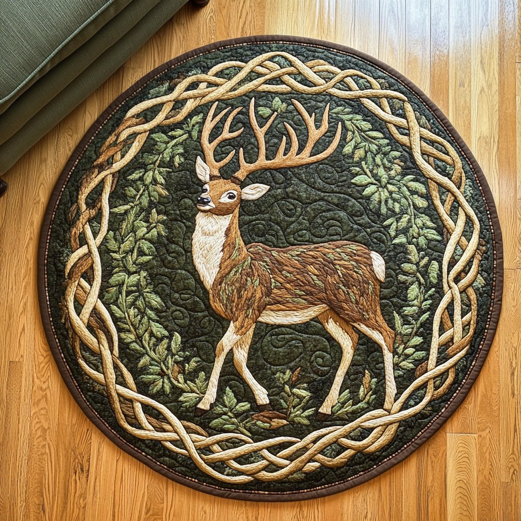 Timber Guardian Round Mat Rug - washable non-slip printed rug