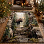 Timber Moose area rug in a living room