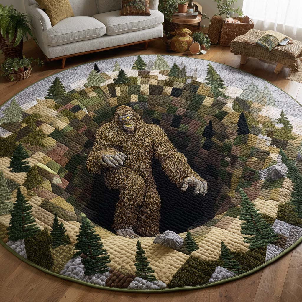 Timber Stalker Round Mat Rug - washable non-slip printed rug