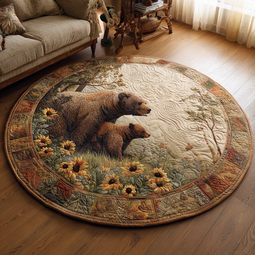 Timber Strength Round Mat Rug - washable non-slip printed rug