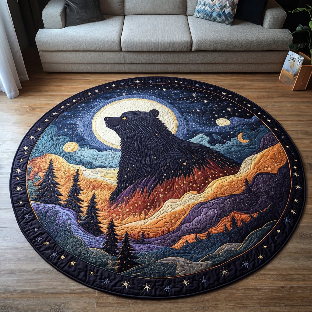 Timber Wanderer Round Mat Rug - washable non-slip printed rug