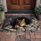 Timber Wolf Peek Doormat - Cute Animal Design | Printed Welcome Doormat