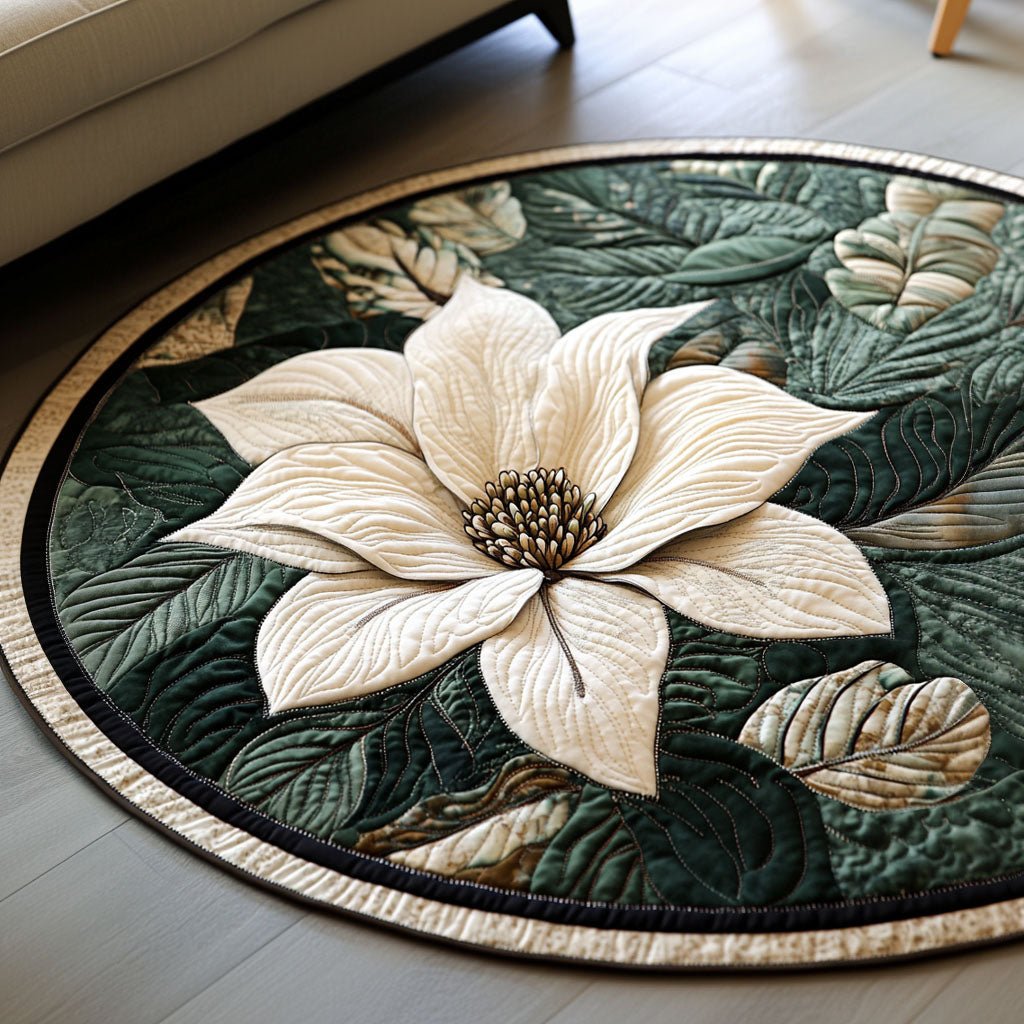 Timeless Blossom Round Mat Rug - washable non-slip printed rug