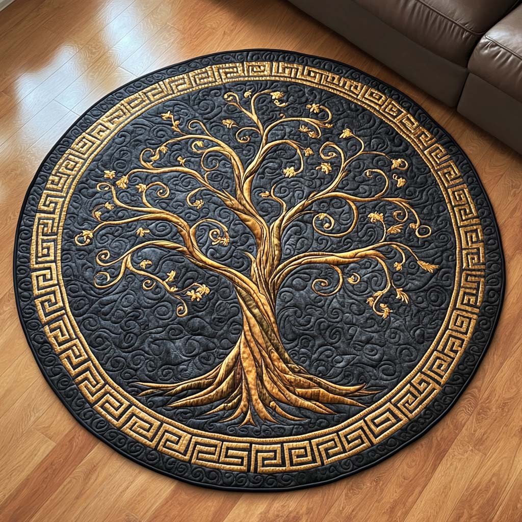 Timeless Canopy Round Mat Rug - washable non-slip printed rug