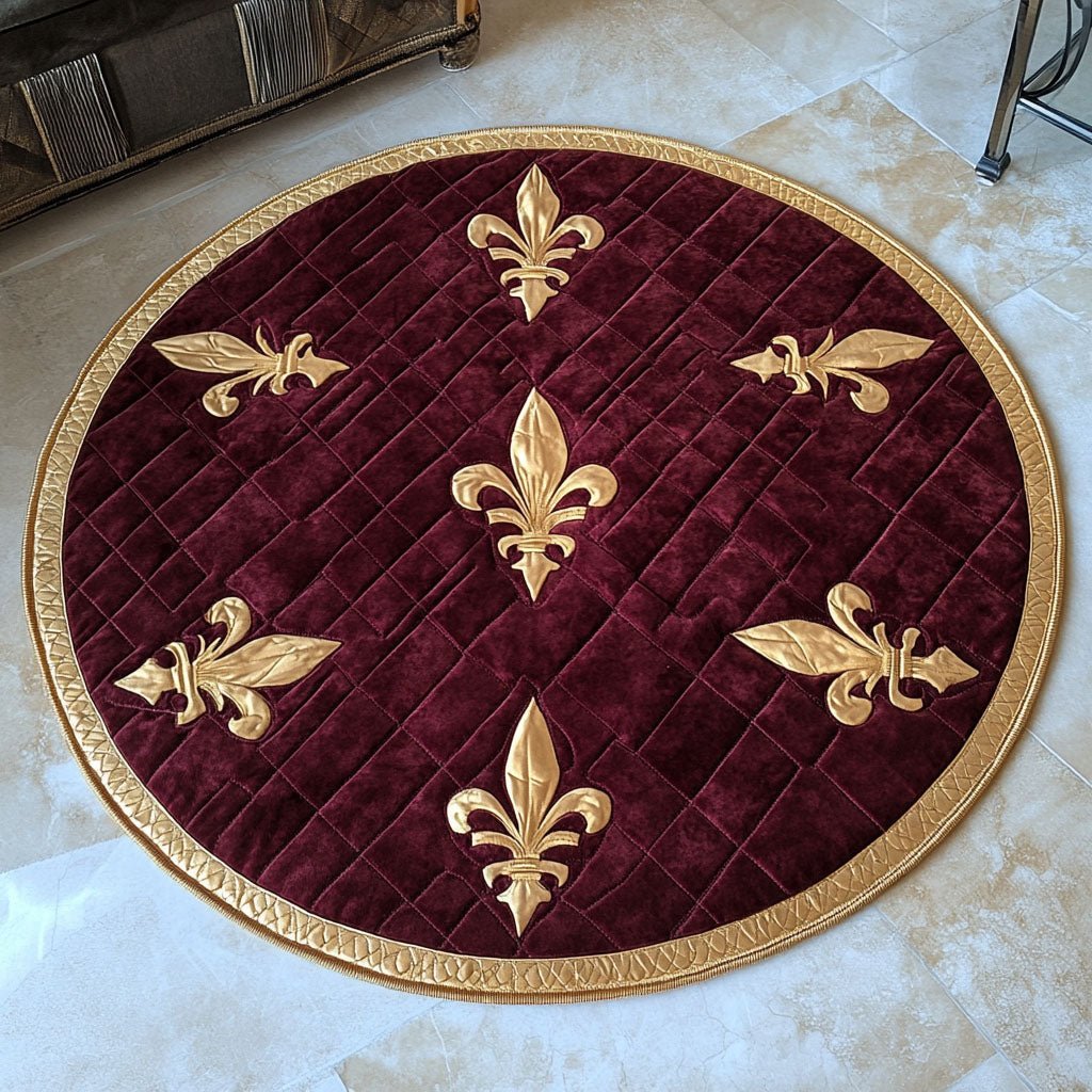 Timeless Fleur Round Mat Rug - washable non-slip printed rug