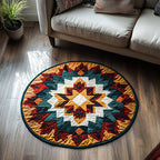 Timeless Tribe Round Mat Rug - washable non-slip printed rug