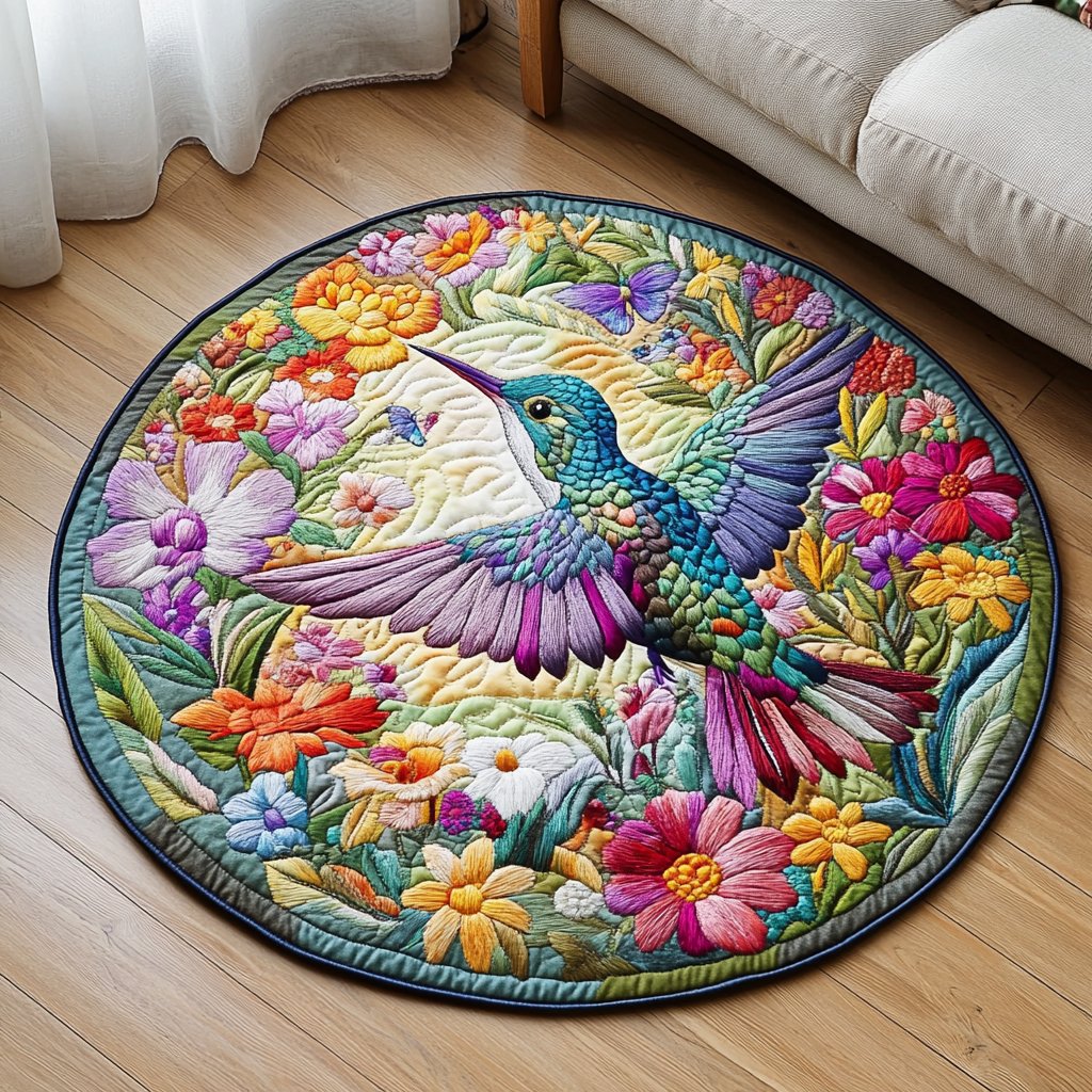 Tiny Grace Round Mat Rug - washable non-slip printed rug