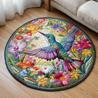 Tiny Grace Round Mat Rug - washable non-slip printed rug