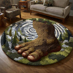 Titan Footprint Round Mat Rug - washable non-slip printed rug