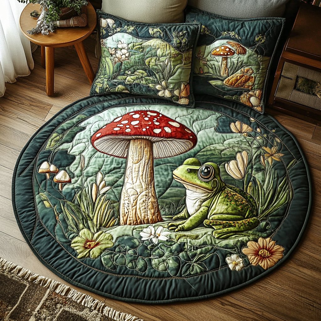 Toad Pad Round Mat Rug - washable non-slip printed rug