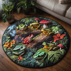 Toadally Adorable Round Mat Rug - washable non-slip printed rug