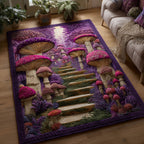 Toadstool Garden area rug in a living room