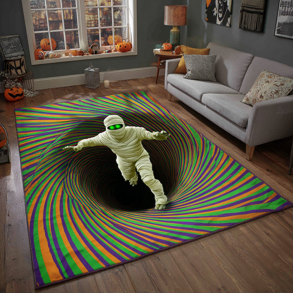 Tomb Escape area rug in a living room