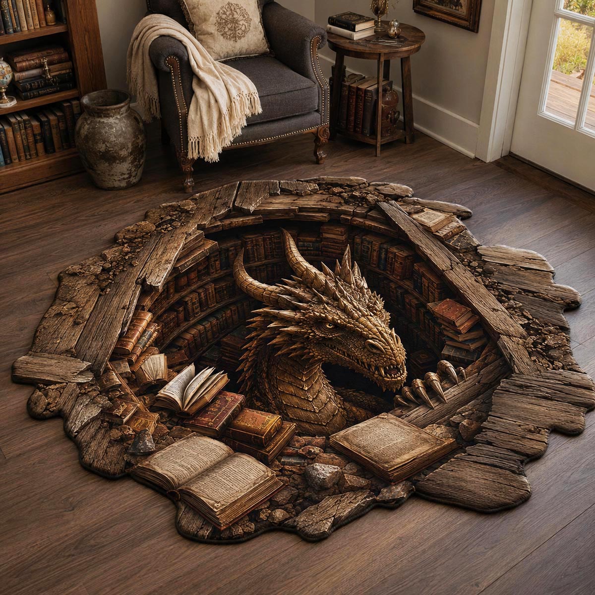 Tome Nest Custom Shape Area Rug - Nature Design | Die-Cut Non-Slip Rug - washable non-slip printed rug