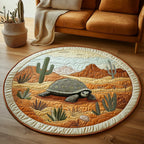 Tortoise Journey Round Mat Rug - washable non-slip printed rug
