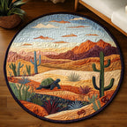 Tortoise Path Round Mat Rug - washable non-slip printed rug